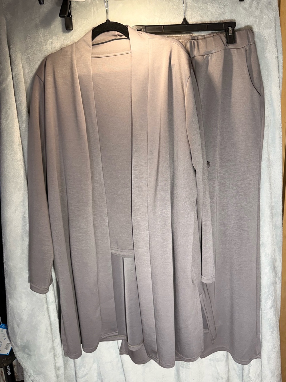 Women’s Cozy Lounge 3-Piece Cardigan & Pants Set — Taupe